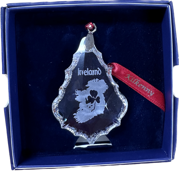 Kilkenny Crystal Christmas Hanging Decoration-Map of Ireland