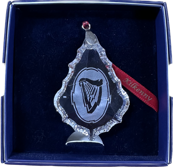 Kilkenny Crystal Christmas Hanging Decoration-Irish Harp